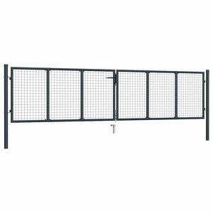 vidaXL Mesh Garden Gate Galvanized Steel 400 x 100 cm Grey