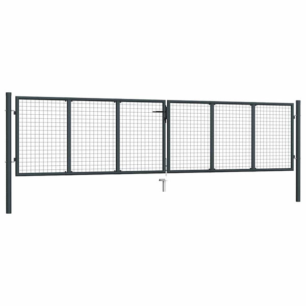 vidaXL Mesh Garden Gate Galvanized Steel 400 x 100 cm Grey