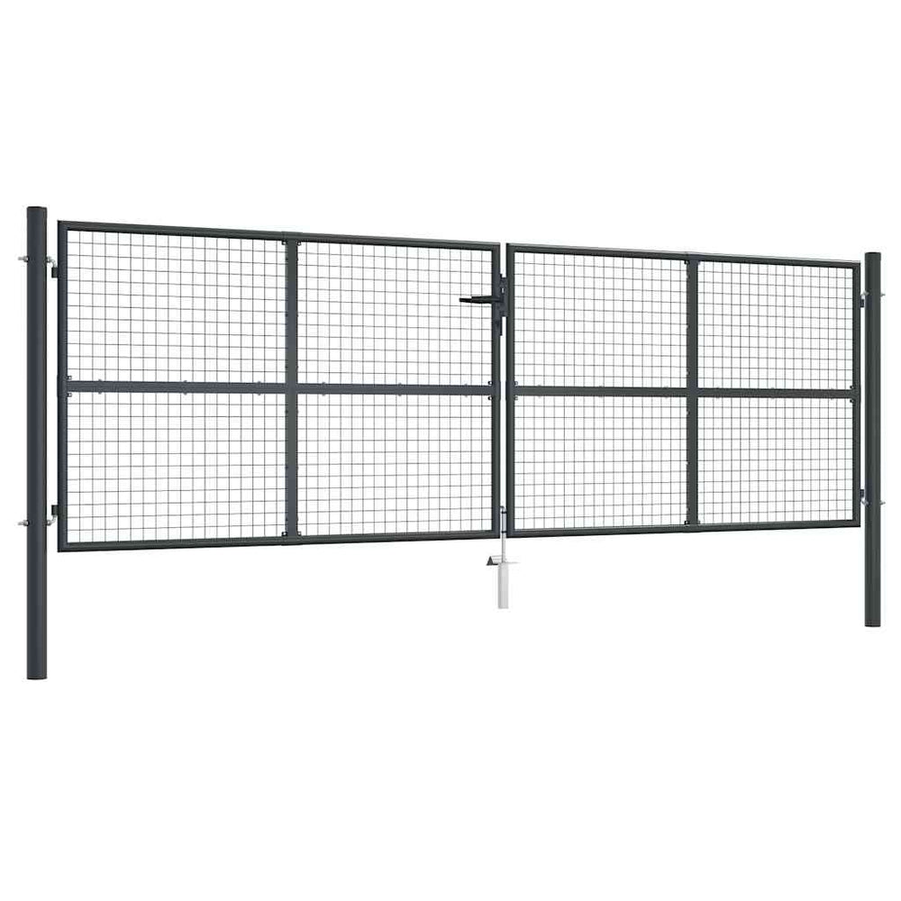 vidaXL Mesh Garden Gate Galvanized Steel 400 x 125 cm Grey