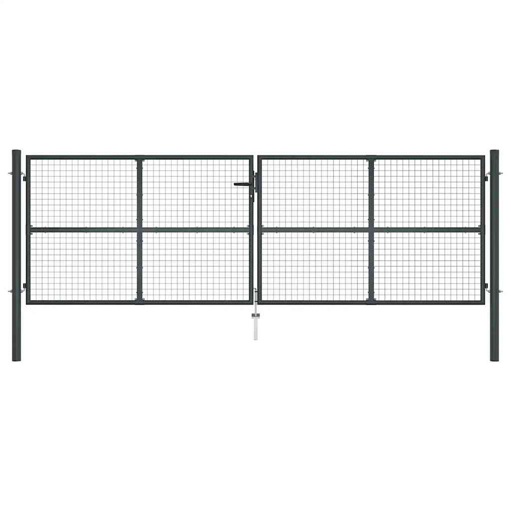 vidaXL Mesh Garden Gate Galvanized Steel 400 x 125 cm Grey