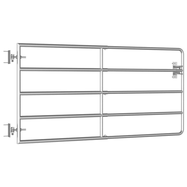 vidaXL 5-Rail Galvanised Steel Field Gate (95-170)x90 cm Silver