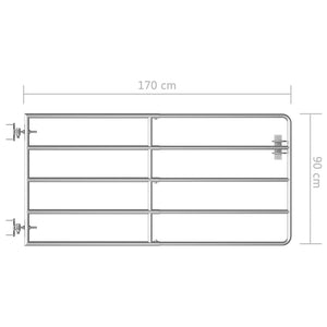 vidaXL 5-Rail Galvanised Steel Field Gate (95-170)x90 cm Silver