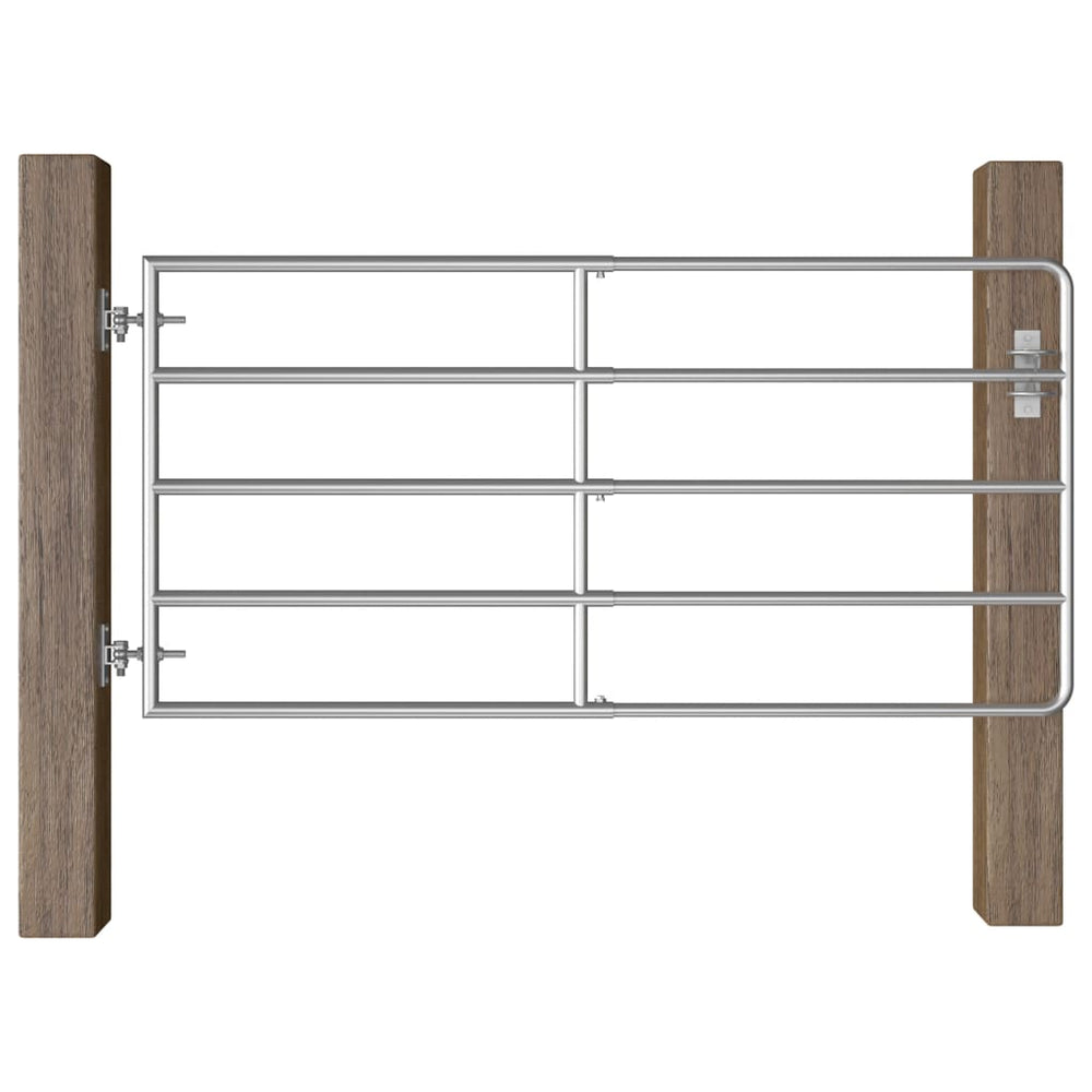 vidaXL 5-Rail Galvanised Steel Field Gate (95-170)x90 cm Silver