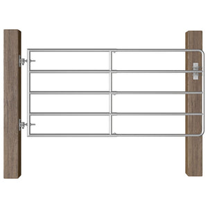 vidaXL 5-Rail Galvanised Steel Field Gate (95-170)x90 cm Silver
