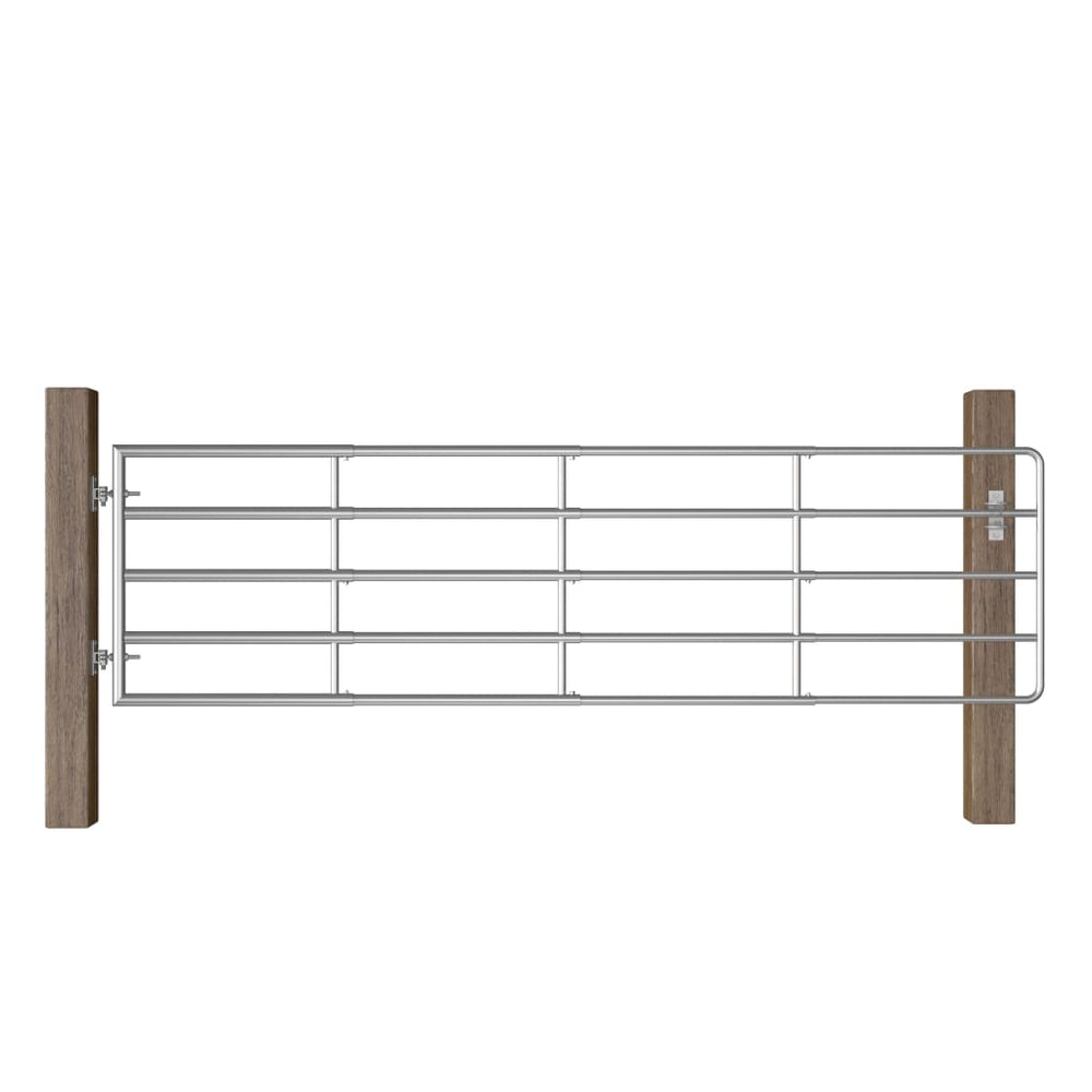 vidaXL 5-Bar Steel Pasture Gate (115-300) x 90 cm Silver