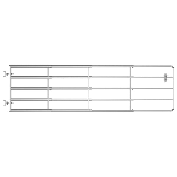 vidaXL 5-Bar Steel Pasture Gate (115-300) x 90 cm Silver