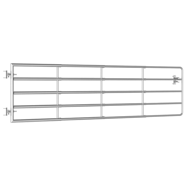 vidaXL 5-Bar Steel Pasture Gate (115-300) x 90 cm Silver