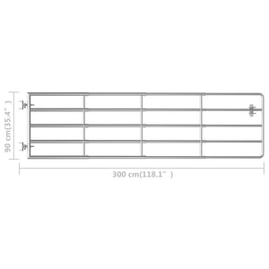 vidaXL 5-Bar Steel Pasture Gate (115-300) x 90 cm Silver