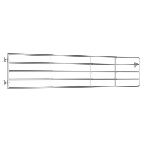 vidaXL 5-Bar Steel Pasture Gate (150-400)×90 cm Silver