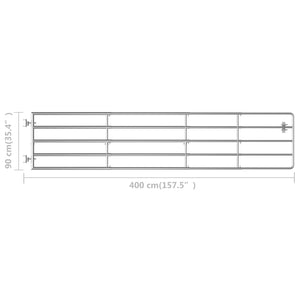 vidaXL 5-Bar Steel Pasture Gate (150-400)×90 cm Silver