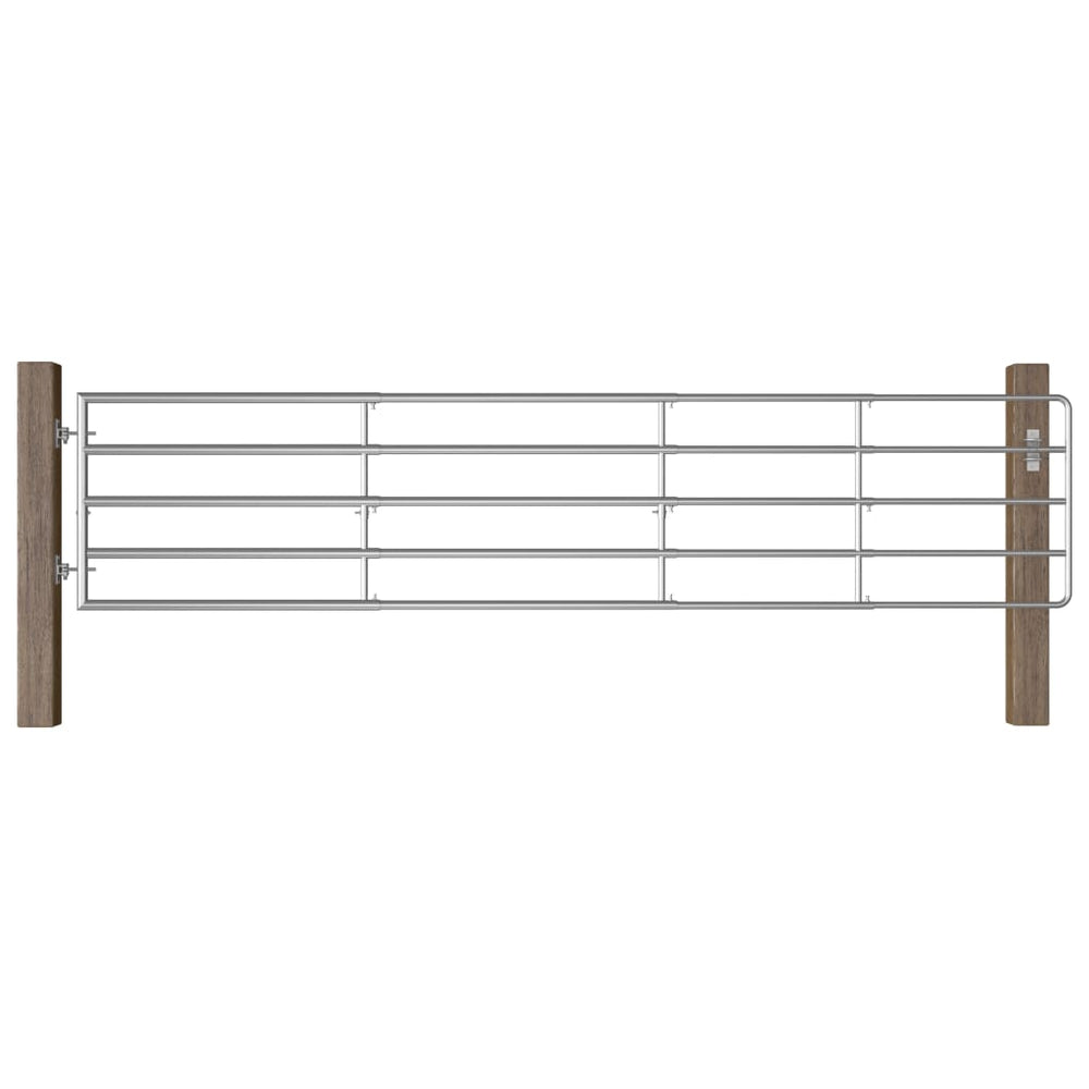 vidaXL 5-Bar Steel Pasture Gate (150-400)×90 cm Silver