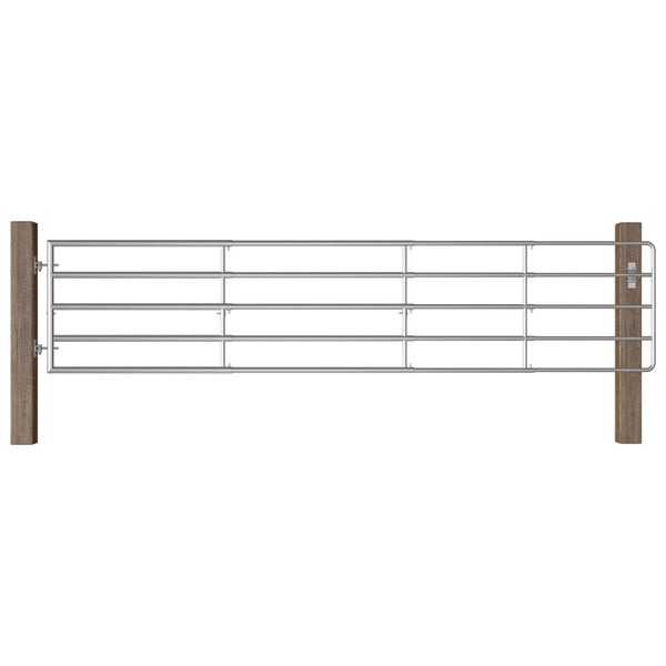 vidaXL 5-Bar Steel Pasture Gate (150-400)×90 cm Silver