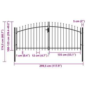 vidaXL Woerden Double-Door Garden Gate with Spikes 299.5 x 174.5 cm