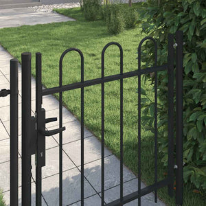 vidaXL Fence Gate BOXTEL Single Door with Arched Top Steel 1 x 1 m Black