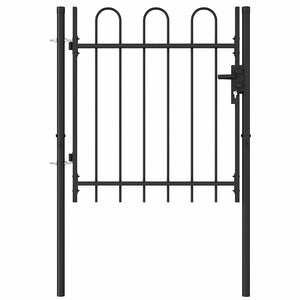 vidaXL Fence Gate BOXTEL Single Door with Arched Top Steel 1 x 1 m Black