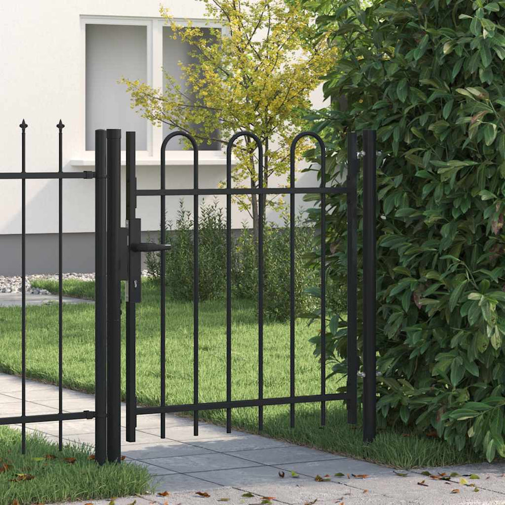 vidaXL Fence Gate BOXTEL Single Door with Arched Top Steel 1 x 1 m Black
