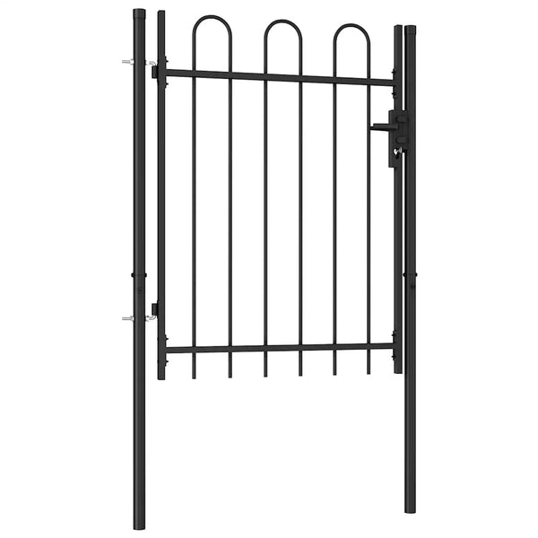 vidaXL Gate BOXTEL Single Gate with Arch Top Steel 1 x 1.2 m Black