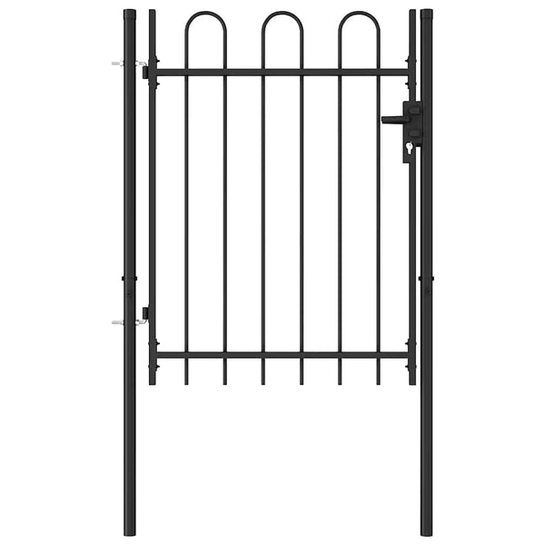 vidaXL Gate BOXTEL Single Gate with Arch Top Steel 1 x 1.2 m Black