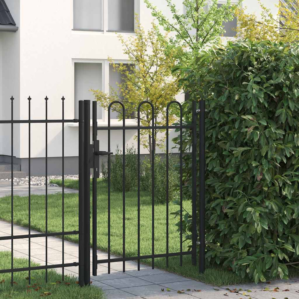 vidaXL Gate BOXTEL Single Gate with Arch Top Steel 1 x 1.2 m Black