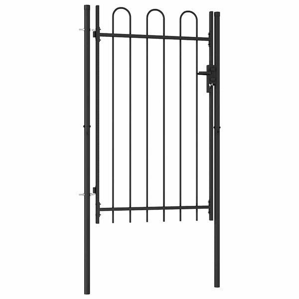 vidaXL BOXTEL Garden Gate Single Door with Arch Top Steel 1 x 1.5 m Black