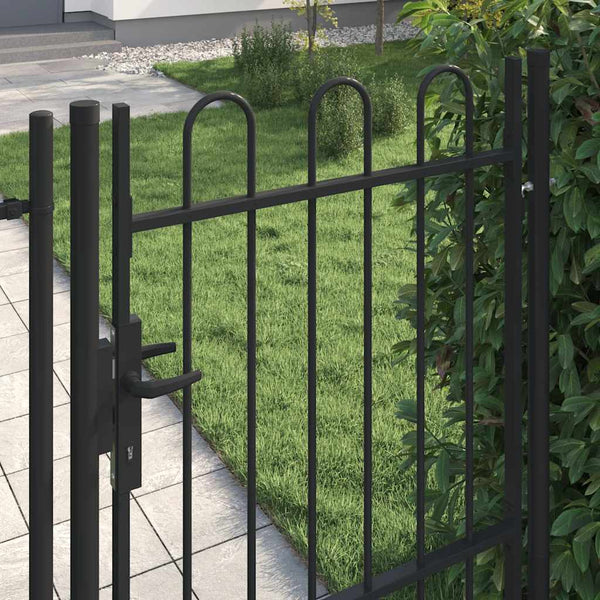 vidaXL BOXTEL Garden Gate Single Door with Arch Top Steel 1 x 1.5 m Black
