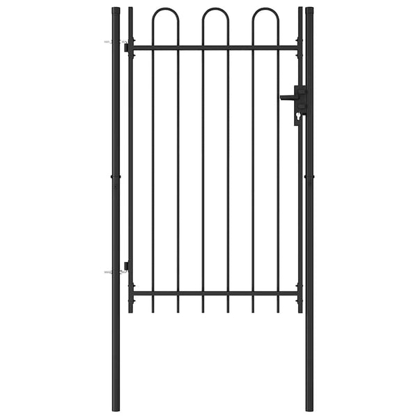 vidaXL BOXTEL Garden Gate Single Door with Arch Top Steel 1 x 1.5 m Black