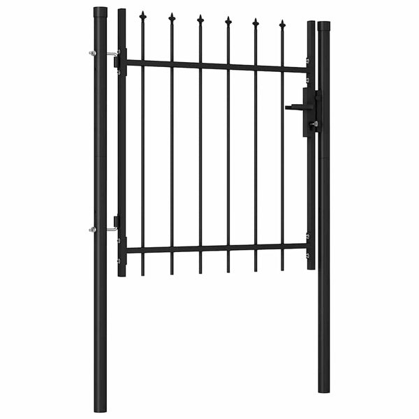 vidaXL Fence Gate BOXTEL Single Door with Spike Steel 1 x 1 m Black