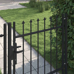 vidaXL Fence Gate BOXTEL Single Door with Spike Steel 1 x 1 m Black