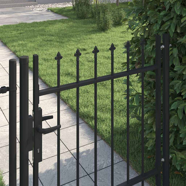 vidaXL Fence Gate BOXTEL Single Door with Spike Steel 1 x 1 m Black
