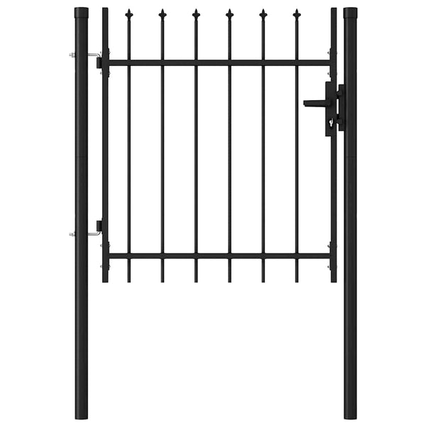 vidaXL Fence Gate BOXTEL Single Door with Spike Steel 1 x 1 m Black