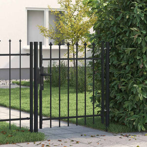 vidaXL Fence Gate BOXTEL Single Door with Spike Steel 1 x 1 m Black