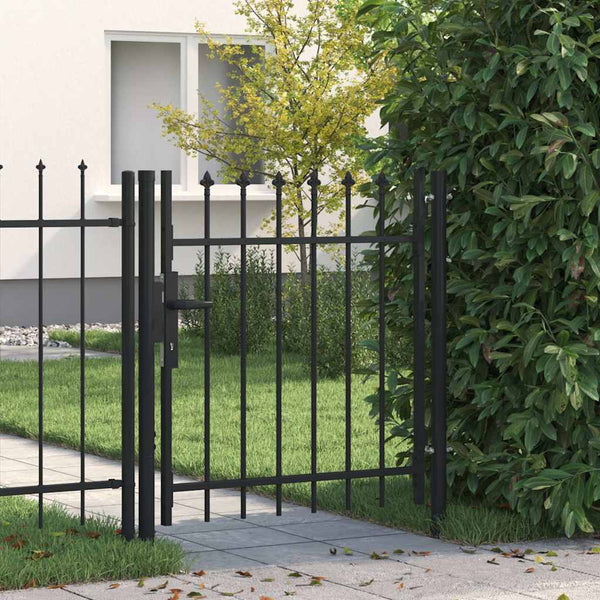 vidaXL Fence Gate BOXTEL Single Door with Spike Steel 1 x 1 m Black