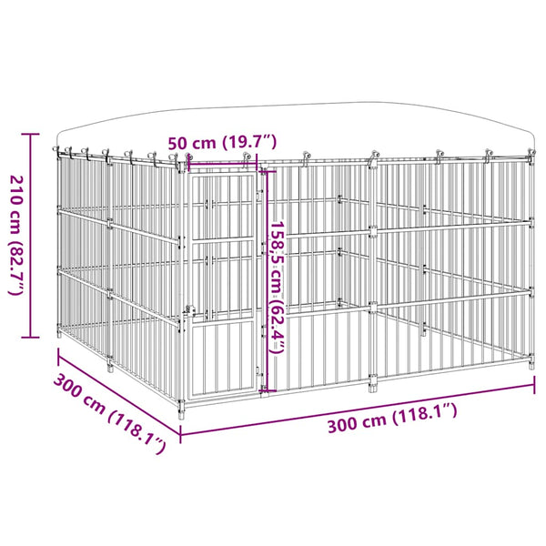 vidaXL Outdoor Dog Kennel with Roof 300x300x210 cm