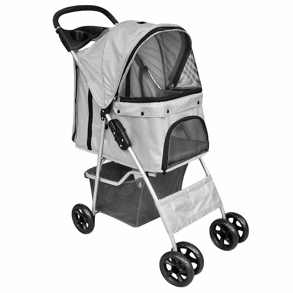 vidaXL Pet Stroller Dog/Cat Foldable Travel Carriage Grey
