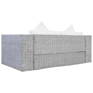 vidaXL 2-Piece Sofa Set with Cushions Grey Natural Rattan