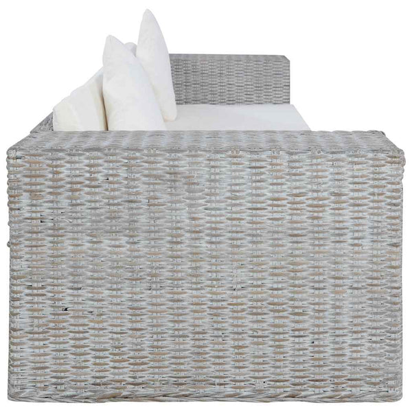 vidaXL 2-Piece Sofa Set with Cushions Grey Natural Rattan