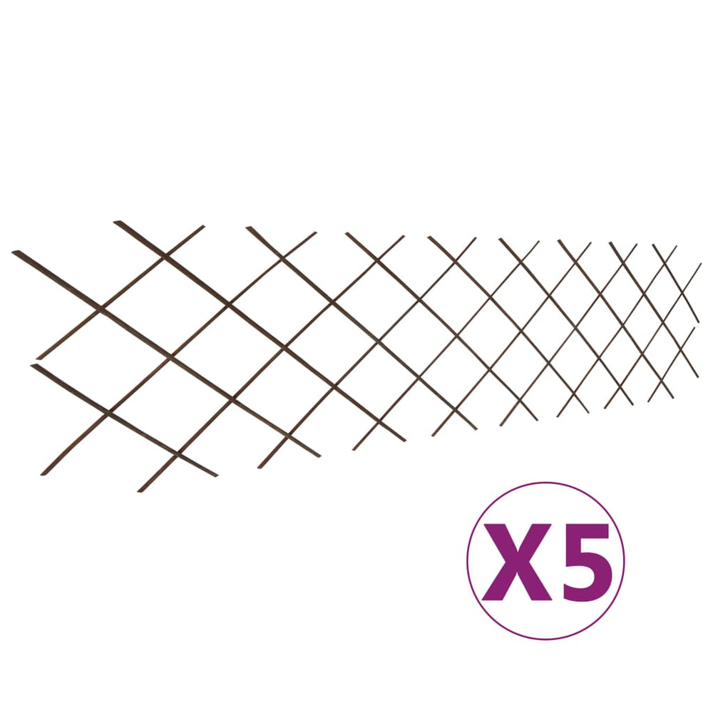 vidaXL Willow Fence Trellis 5 pcs. 180x60 cm