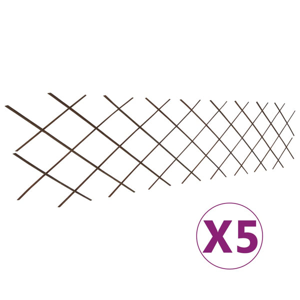 vidaXL Willow Fence Trellis 5 pcs. 180x60 cm