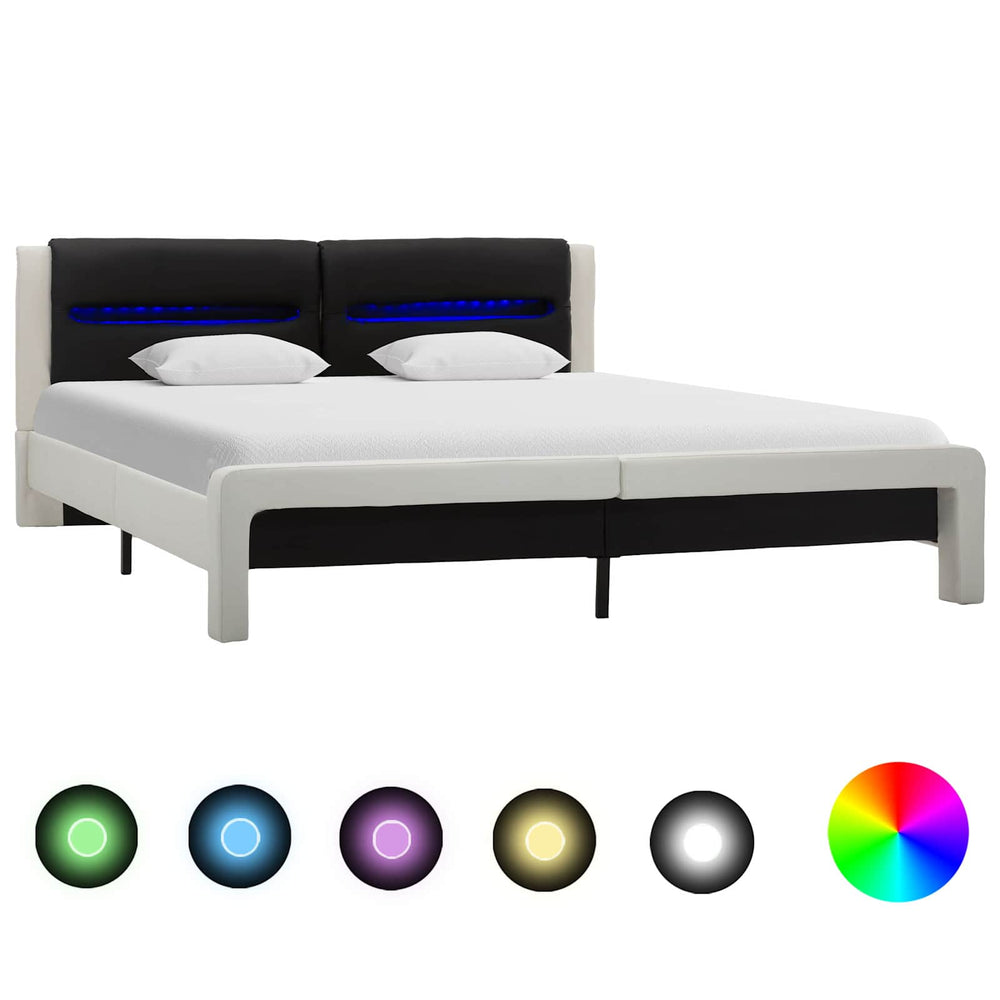 vidaXL Bed Frame White and Black 120 x 200 cm Artificial Leather
