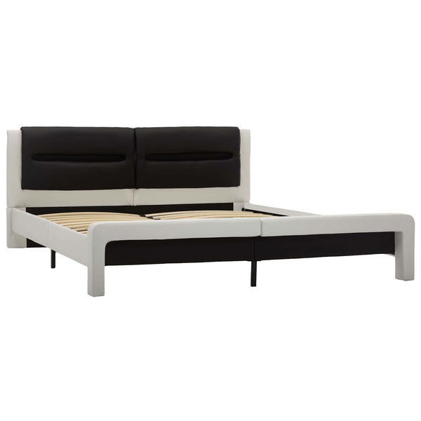 vidaXL Bed Frame White and Black 120 x 200 cm Artificial Leather