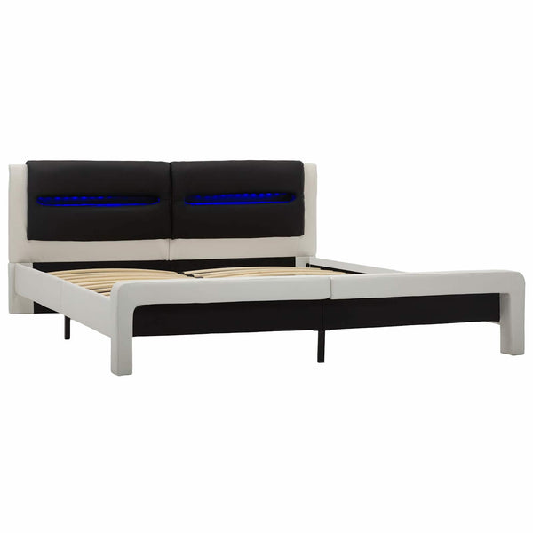 vidaXL Bed Frame White and Black 120 x 200 cm Artificial Leather
