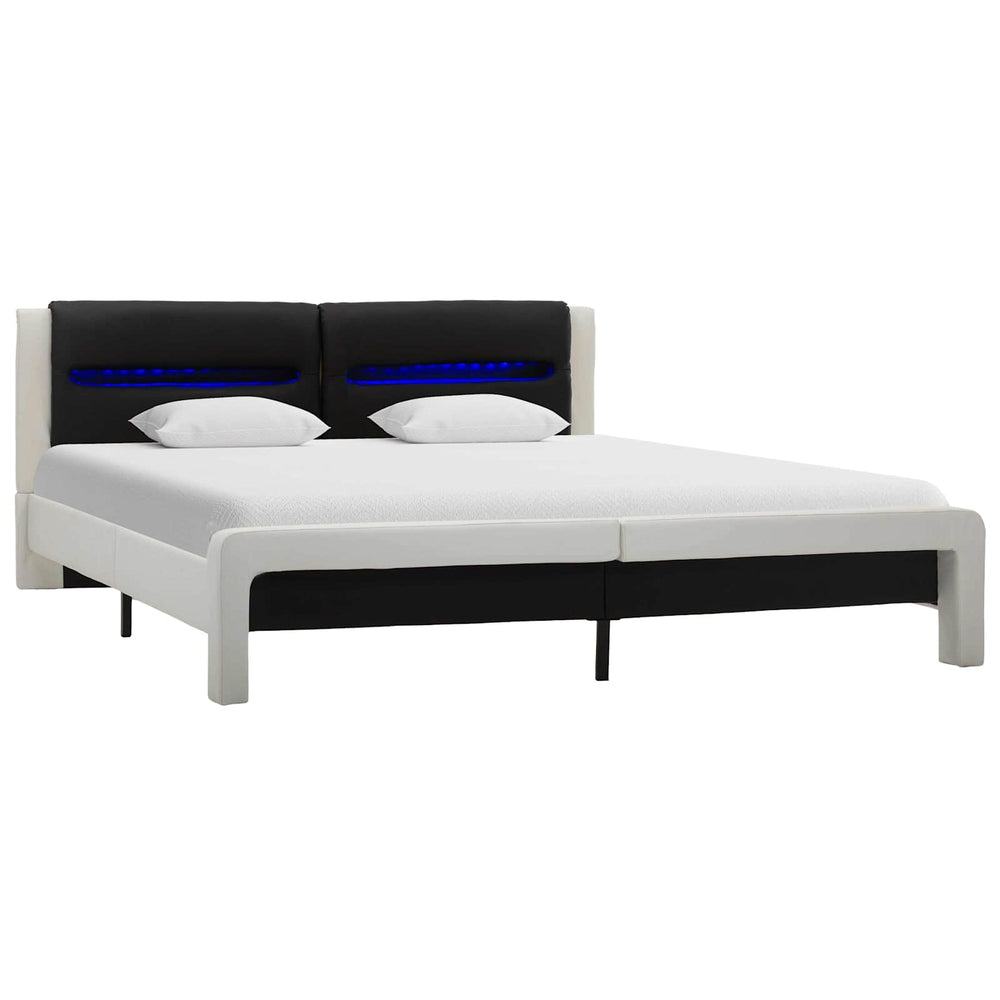 vidaXL Bed Frame White and Black 120 x 200 cm Artificial Leather