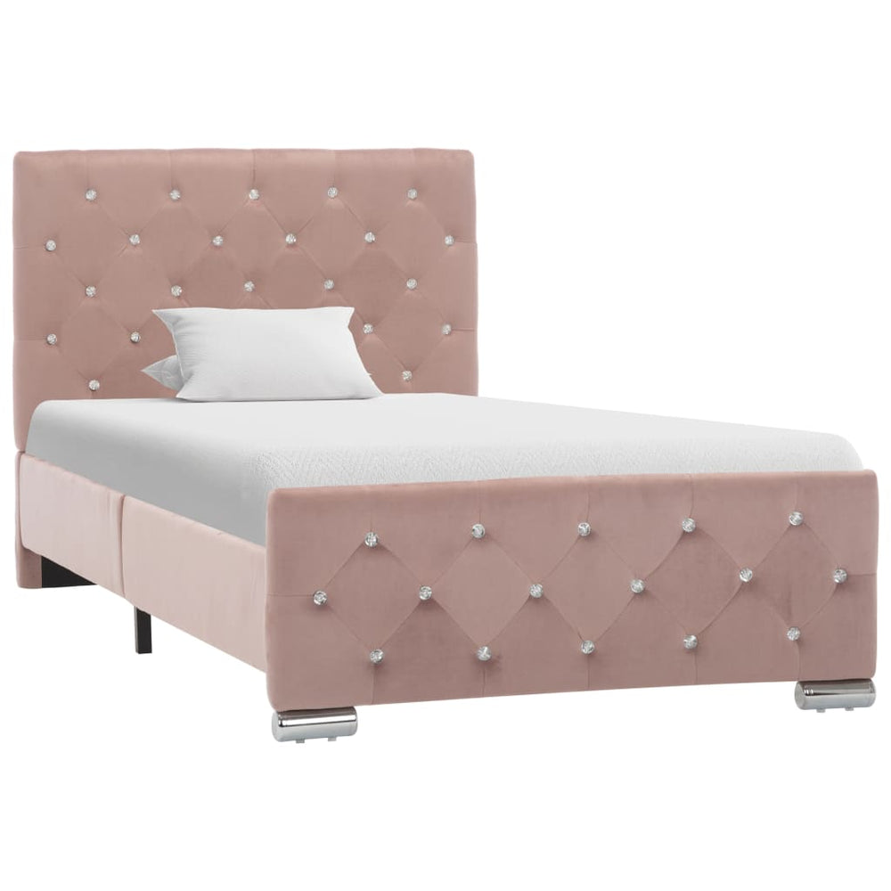 vidaXL Bed Frame Pink Velvet 90x200 cm