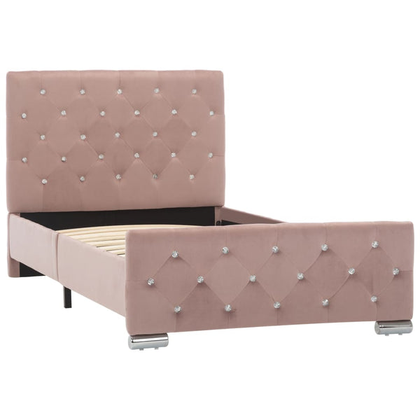 vidaXL Bed Frame Pink Velvet 90x200 cm