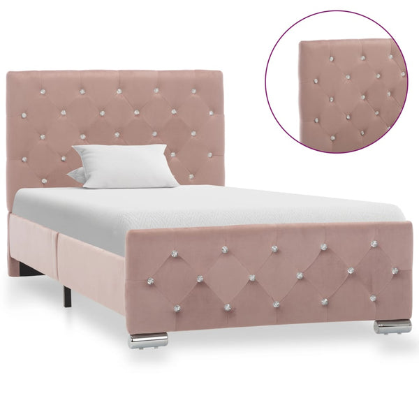 vidaXL Bed Frame Pink Velvet 90x200 cm
