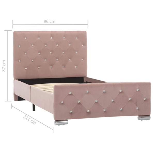 vidaXL Bed Frame Pink Velvet 90x200 cm