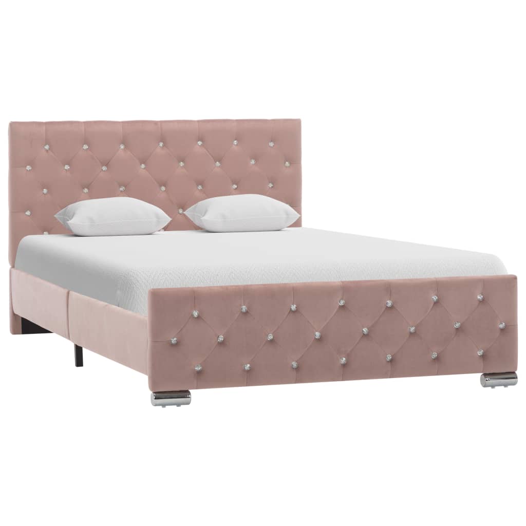 vidaXL Bed Frame Pink Velvet 120x200 cm