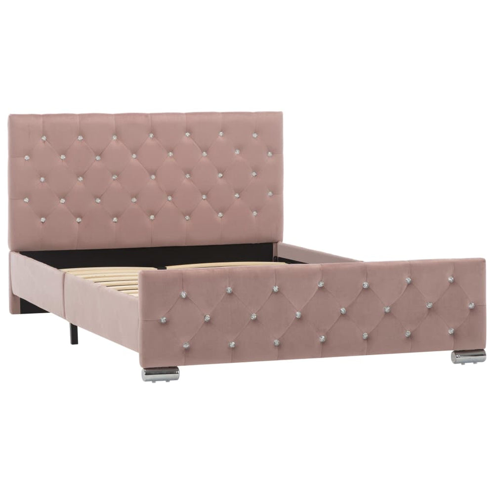 vidaXL Bed Frame Pink Velvet 120x200 cm