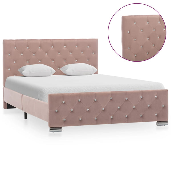 vidaXL Bed Frame Pink Velvet 120x200 cm