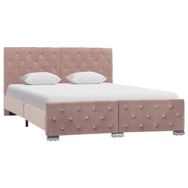 vidaXL Bed Frame Pink Velvet 140x200 cm